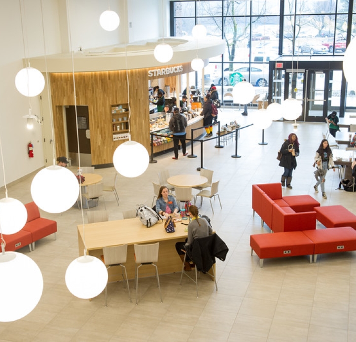 Students at the cafe in Butler Library